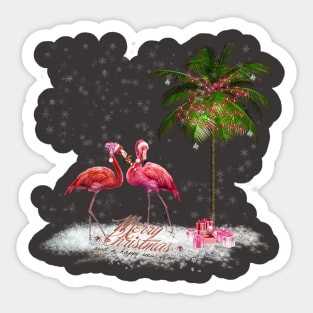 The Pink Flamingo  Christmas Sticker